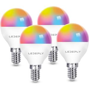 A15 LED Smart Bulb, 5W=40W,Compatible with Alexa Google Assistant, E12 Base, G45 Ceiling Fan Light Bulbs, 2.4G WiFi ONLY, 4 Pack