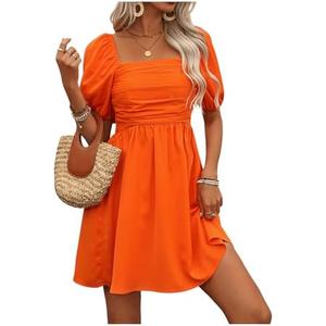 Floerns Women's Puff Short Sleeve Boho Dress Square Neck Summer A Line Dresses XXL Floerns Women's Puff Short Sleeve Boho Dress Square Neck Summer A Line Dresses XXL