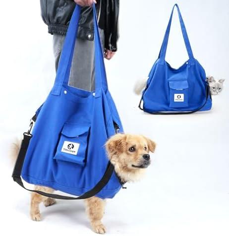 Yanvega Cat Soft Travel Carrier Sling Bag Pet Supplies Cat Carrier Pouch, Color Blue Size XL Adjustable Crossbody Strap Storage Pocket, Large Space for 16 to 30 lbs Cats and Small Dogs