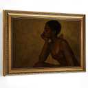 African American Gold Framed Wall Art Moody Portrait Painting Wall Decor, 24"L x 16"W