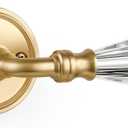 2 Pack Gold Glass Door Lever Passage Crystal Door Levers Satin Brass Door Lever Interior Brushed Gold Door Handle for Hall and Closet,Zinc Alloy