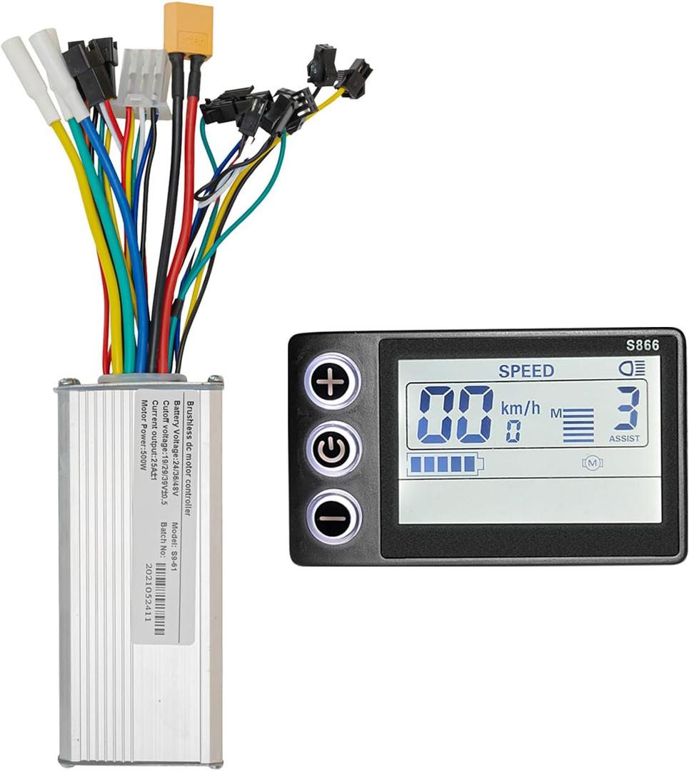24V 36V 48V Ebike Controller Kit 500W 25A Brushless Motor Controller and Ebike LCD Display Control Panel Electric Bike Controller Scooter Controller Electric Bicycle Speed Controller BLDC