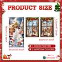 Tioncy 3 Pcs Christmas Door Window Cover Decorations Set 71" x 35" Christmas Door Cover 47" x 32" Xmas Window Curtain Santa Claus Snowman Winter Reindeer Banner Backdrop for Outdoor Holiday Decor