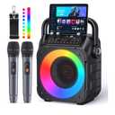 Karaoke Machine, Portable Bluetooth Speaker with 2 Wireless Microphones for Adults & Kids with Lights, Karaoke Microphone with PA System Supports USB/TF/REC/FM/AUX for Home Party Home System Packages