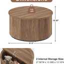 FATORRI Round Coffee Table, Fluted Woodern Center Table, Mid-Century Modern Coffee Tables for Small Space, Living Room, Bedroom (31.5 Inch, Walnut)