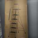 HBTower Step Ladder, Folding Step Stool with Wide Anti-Slip Pedal, Sturdy Steel Ladder, Convenient Handrail, Lightweight, Portable Steel Step Stool (Black)