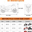 Full Enclosed Motorcycle Cover Waterproof Outdoor/Indoor Storage Waterproof Motorcycle Cover Heavy Duty with Reflective Strips Fits Scooter/Touring Motorcycles Length up to 108"Black+Sliver