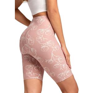 Conceited High Waisted Ultra Soft Leggings for Women - Capri Length and Biker Shorts (Cotton Blossom)