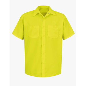 Red Kap Men's Short Sleeve Enhanced Visibility Work Shirt, Size L