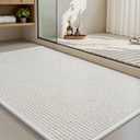 MontVoo Bath Mat,Chenille Absorbent Bathroom Mat Quick Dry Rubber Backed Bathroom Rugs Non Slip Washable Bath Mats,Ultra Thin Bathroom Rugs Fit Under Door,24"x35", White