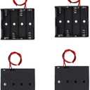 MulticoloredLED 4Pcs 4 AA Battery Holder with Leads, Plastic 4 X 1.5V AA Battery Holder Case, 4 Slots X 1.5V AA Battery Case Holder for Micro Controller, LED Projects, Radio (4AA)