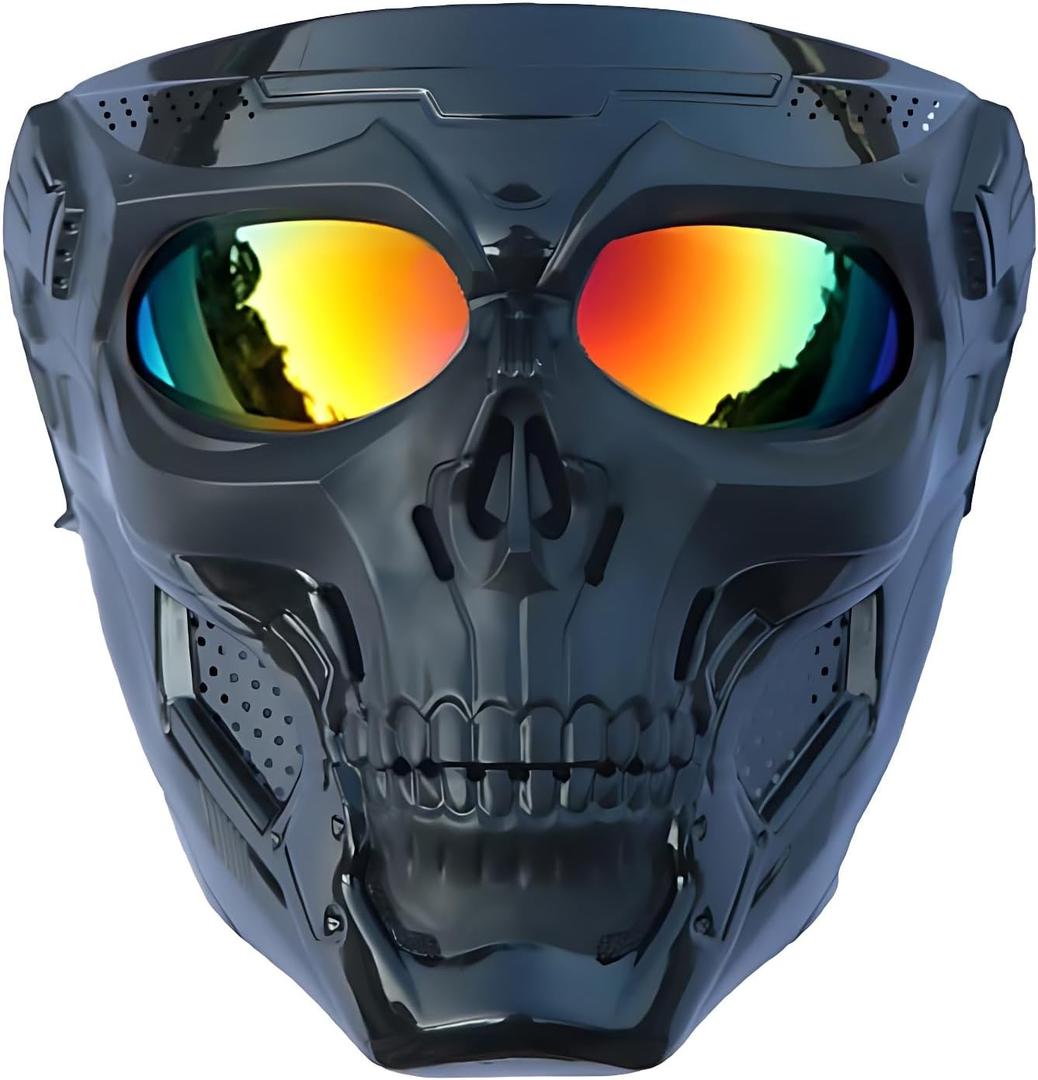 Wokyo Motorcycle Helmet Riding Goggles Glasses Anti Fog Face Mask Dirt Bike Atv Motocross Eyewear (Black, Colorful Lens)