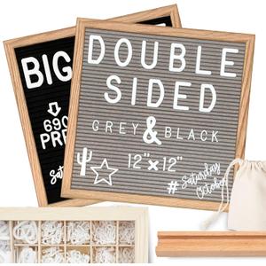 Little Hippo Felt Letter Board Sign with Pre-Cut Letters - Wood Message Board with Letters and Stand, Baby Announcement Sign, Back to School Felt Board (Black & Gray (Natural), 12x12 Double Sided) Little Hippo Felt Letter Board Sign with Pre-Cut Letters - Wood Message Board with Letters and Stand, Baby Announcement Sign, Back to School Felt Board (Black & Gray (Natural), 12x12 Double Sided)