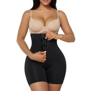 SHAPERX High-Waisted Tummy Control Shapewear for Women Seamless Zip-Up Easy-On Body Shaper Shorts Slimming Fit Underwear (Black, M)