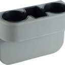 IOKONE Coin Side Pocket Console Side Pocket Leather Cover Car Cup Holder Auto Front Seat Organizer Cell Mobile Phone Holder (Gray)