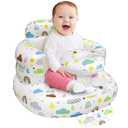 Inflatable Baby Seat for Babies 3 Months & Up, Portable Blow Up Baby Sit Up Chair, Learning to Sit and Feeding Chair for Infants & Toddlers Indoor & Outdoor Use (Tray) (Rainbow with Tray)