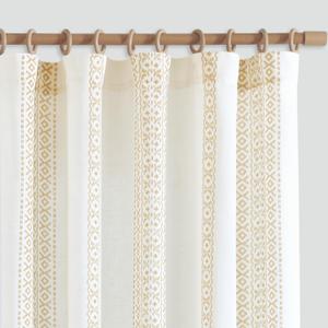 jinchan Boho Linen Curtains 63 Inch Length Country Farmhouse Printed Curtains for Living Room or Bedroom Yellow on White Rod Pocket Back Tab Geometric Light Filtering Drapes Set 2 Panels