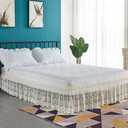 Ivory Lace Bed Skirt for King Bed - 15in. Drop, Easy Fit Ruffle Bedskirt Wrap Around Bed Skirt, Anti Wrinkle & Fade Resistant (King(78" X 80"))