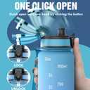 OLDLEY Water Bottle, 32oz Motivational Sports Water Bottle with Time Marker - Times to Drink - Tritan, BPA Free, Wide Mouth Leakproof, Anniversary Birthday Gifts for Men Women, Sky (1 Bottle)