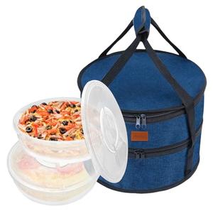 Aufind 12" 2 Pack Pie Carrier with Lid and Insulated Food Carrying Case Bag, Reusable Food Storage Containers for Pies, Cheesecake, Pizza, Nuts Fruit (Blue)