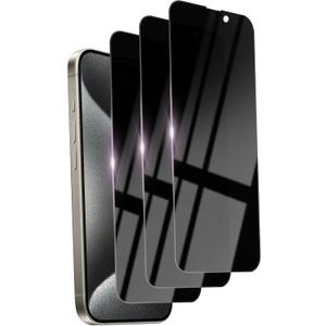 3 Pack Privacy Screen Protector for iPhone 15 Pro Max Tempered Glass 6.7inch Private Saver Anti-Spy Eye Protection Anti-Scratch Full Coverage (Black)