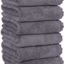 MOONQUEEN 6 Pack Premium Hand Towels - Quick Drying - Microfiber Coral Velvet Highly Absorbent Towels - Multipurpose Use as Hotel, Bathroom, Shower, Spa, Hand Towel 16 x 28 inches (Gray)
