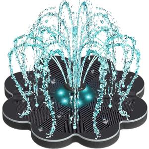 Yzert Solar Fountain with Colorful LED Lights & 2000 mAh Battery Flower Shape, 3.5W Solar Power Water Fountain Pump for Bird Bath, Outdoor, Garden, Pool, Pond,Hummingbirds