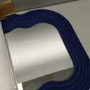 Funky Wall Mirror Decor for Hallway Entryway, 14x28 Asymmetrical Decorative Mirrors for Home Office Living Room, Maximalist Home Decor for Housewarming Christmas Wedding Gift (Dark Blue) (28x14")