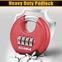 DELSWIN Outdoor Combination Padlock - 4 Digit Heavy Duty Disc Lock with Hardened Shackle,Combo Padlock for Gate,Storage Unit,Fence(25/64" Shackle, Red)