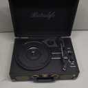 Vinyl Record Player 3-Speed Bluetooth Suitcase Portable Belt-Driven Record Player with Built-in Speakers RCA Line Out AUX in Headphone Jack Vintage Turntable (black)