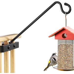 12-Inch Deck Bird Feeder Hanger for Railing, Outdoor Decor Plant Hanger, Balcony Railing Hook - 22LB Capacity - for Hanging Plants, Bird Feeders, Lanterns, Wind Chimes