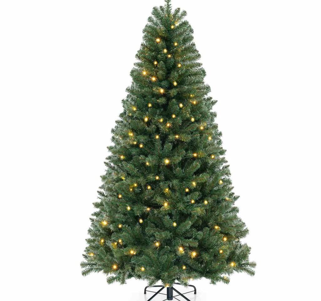 PRE-LIT CHRISTMAS TREE ARTIFICIAL XMAS DECOR W/8 LIGHTING