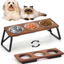 Elevated Cat Bowls, 10 Tilted Stand Anti Vomiting Raise Cat Bowl for Food and Water, 3 Stainless Steel Bowls for Indoor Cats, Kitten and Puppy