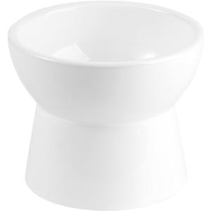 Elevated Cat Water Bowl - Raised Ceramic Cat Food Dish - Anti Vomiting - Extra Wide Whisker Friendly - Microwave & Dishwasher Safe - 6.1 inch - 18.5 oz - 550 ml