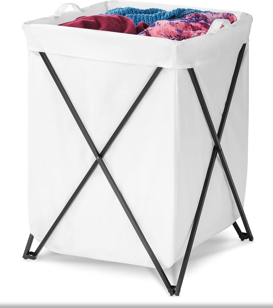Whitmor Folding Laundry Hamper, 18.03"L x 16.54"W x 25.83"H