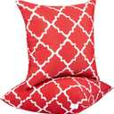 JMGBird Water-Resistant Outdoor Pillows Set of 2, 18x18 inch Durable Red White Checkered Throw Pillows with Inserts for Patio Furniture