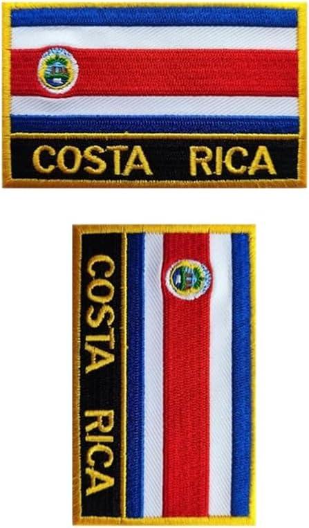 2 x Embroidered Iron on or Sew on Costa Rica Flag Patch for Hat Shirt Bag Jeans Badge Embroidered 2 Piece Patches Oblong Rectangle Shape DIY Accessories (Blue Costa Rica)