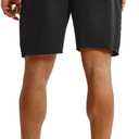 Ouber Men's 7'' Gym Workout Sweat Shorts Bodybuilding Running Training Jogging Shorts (Black, M)