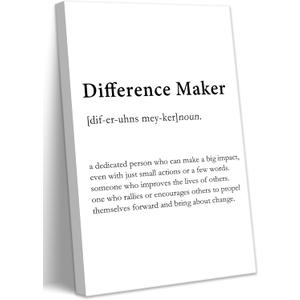 2 x Inspirational Canvas Wall Art Motivational Quotes Poster Prints Difference Maker Definition Painting Positive Office Desk Picture Wall Decor for Living Room Bedroom 16x24in Framed Ready to Hang