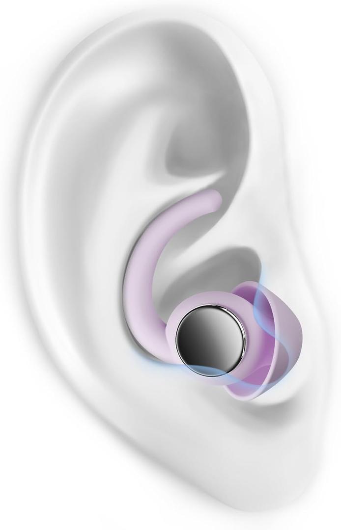Ear Plugs for Sleeping - Noise Reduction Soft Silicone Earplugs, 2 Pairs Reusable Hearing Protection Earplugs for Noise Sensitivity, Sleep,Snore,Travel,Sound Reduction Noise Cancelling - Purple