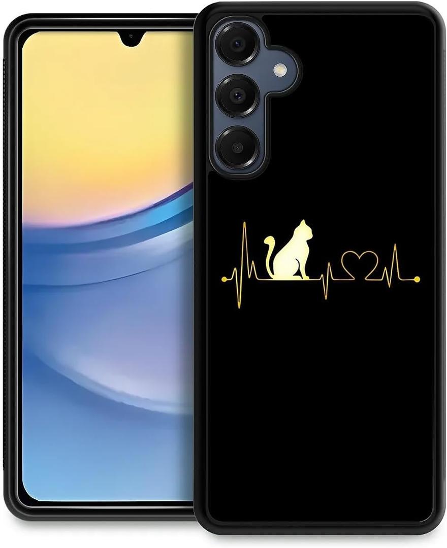 ZHEGAILIAN Compatible with Samsung Galaxy A16 Case,Non-Slip Soft TPU Bumper Shockproof Protective Case Compatible with Samsung Galaxy A16 6.7 inch for Women-Cat Heartbeat