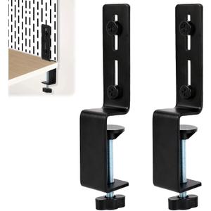 2pcs Desk Clamp Pegboard Mount, Clamp-On Desktop Pegboard Fixing Bracket No-Drill Tabletop Organizer Holder for Office Workbench Kitchen Game Home Desktop Accessories
