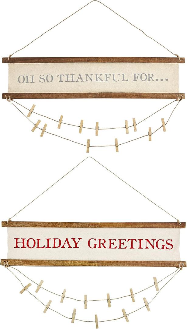 Mud Pie Thanksgiving/Christmas Reverse Photo Card Hanger, 6.75" x 34"