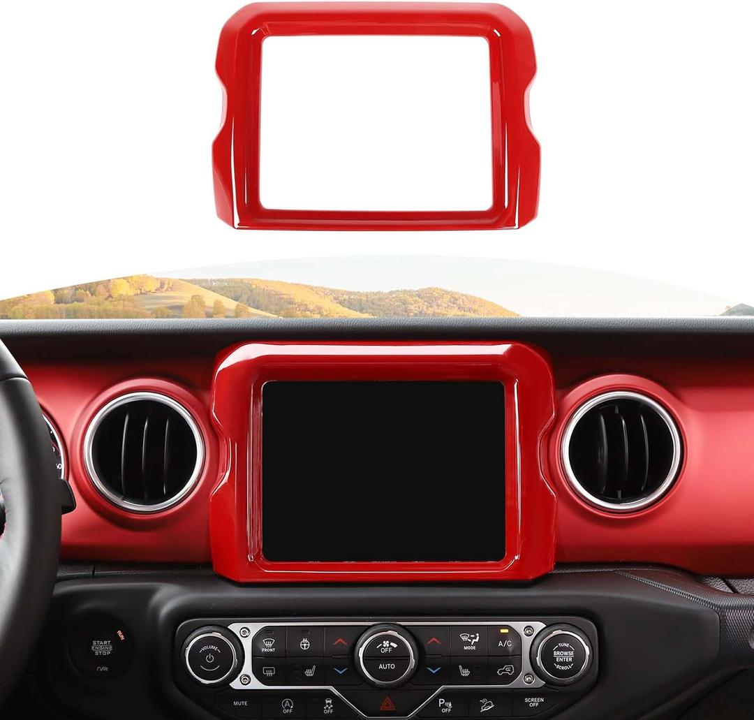 RT-TCZ for Jeep JL Center Console Radio Display Panel Trim Cover for Jeep Wrangler JL JLU Gladiator JT 2018-2023 Red Interior Accessories 8.4 inch (Large)