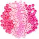1200Pcs 6x9mm Pony Bead for Bracelet Making Kit, 5 Style Pink Colors Kandi Beads Bulk for Friendship Bracelet Kit, Hair Beads for Braids with Stretch Cord and Scissors