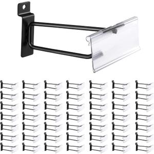 Heavy Duty 6" Slatwall Hooks with Label Holder, 50 Pack Double-Bar Black Metal Slatwall Panel Hangers for Retail Shop Garage Display