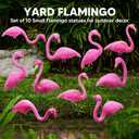 JOYIN 10 Pack Small Yard Flamingos Ornament Stakes, Mini Pink Flamingo Yard Decorations, Mini Lawn Plastic Flamingo Statue with Rubber Coating Metal Legs for Outdoor, Garden, Luau Party Gift (3-10IN)