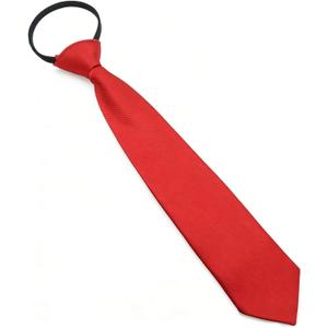 Luckyvestir Boys Red Tie, Red Ties for Boys, 14" Pre-tied Zipper Kids Black Tie for Graduation (Age 5-12)