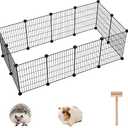 C&AHOME Pet Playpen, Small Animals Supplies, 8 Panels Exercise Playpens Cage, C Grids Portable Yard Fence Indoor, Ideal for Guinea Pigs, Puppy Pet Products, DIY Metal Playpens, 11.7" × 15.7" Black