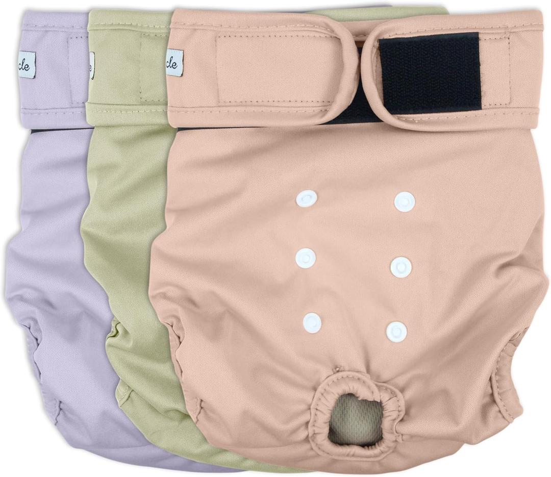Washable Female Dog Diapers - Premium Reusable Diapers for Doggie in Heat - Highly Absorbent Dog Diapers Female for Pet Incontinence with Adjustable Snaps Pink, L (Large15"-17Waist, Morandi-2)